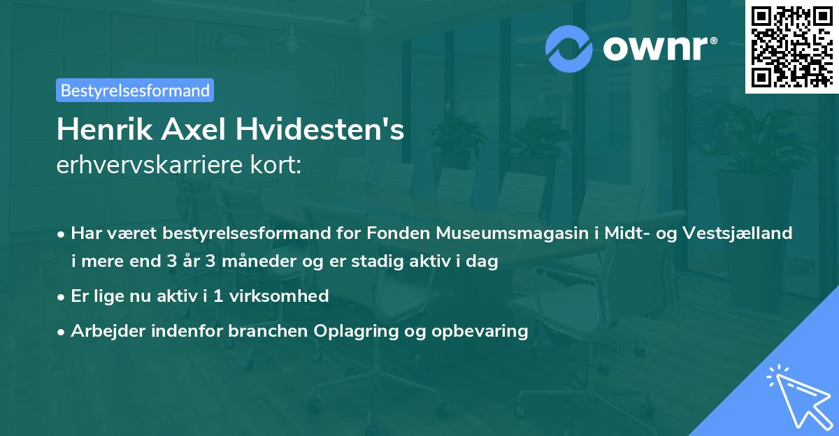 Henrik Axel Hvidesten's erhvervskarriere kort