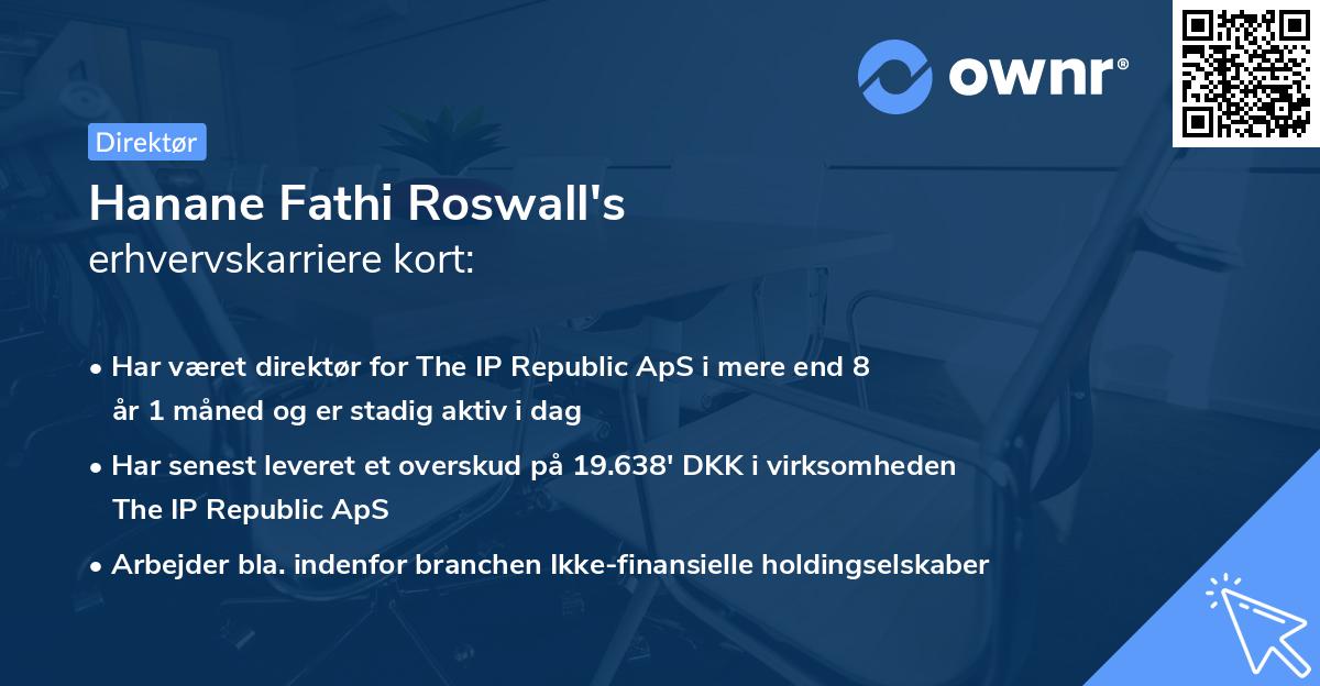 Hanane Fathi Roswall's erhvervskarriere kort