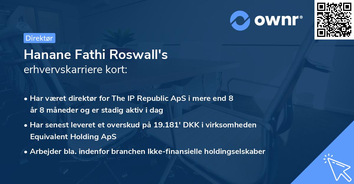 Hanane Fathi Roswall's erhvervskarriere kort