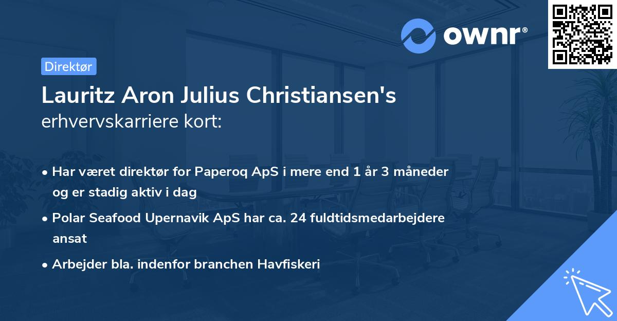 Lauritz Aron Julius Christiansen's erhvervskarriere kort