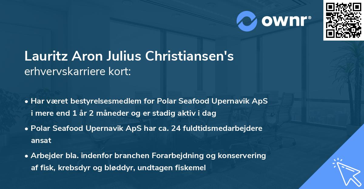 Lauritz Aron Julius Christiansen's erhvervskarriere kort