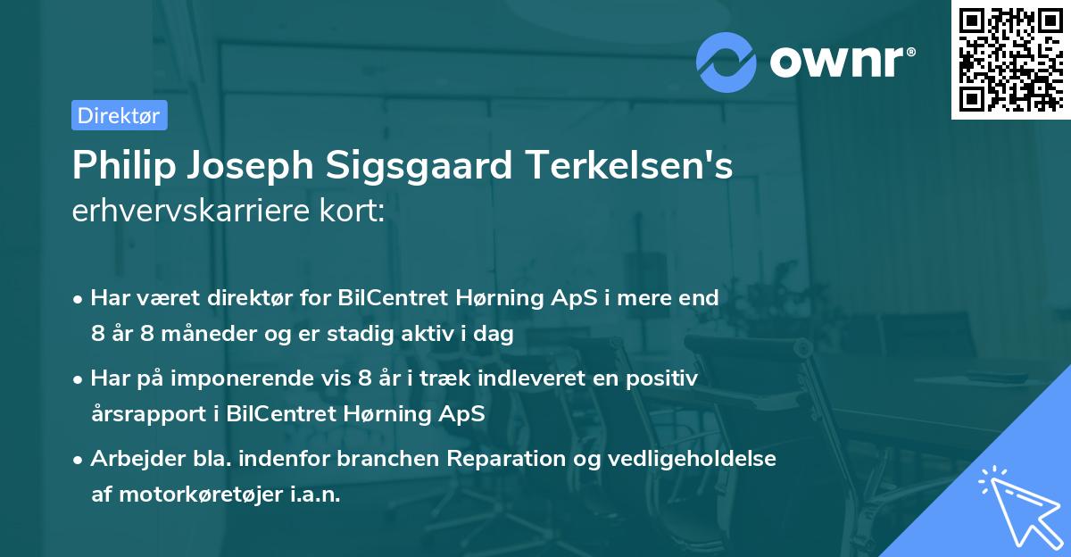 Philip Joseph Sigsgaard Terkelsen's erhvervskarriere kort
