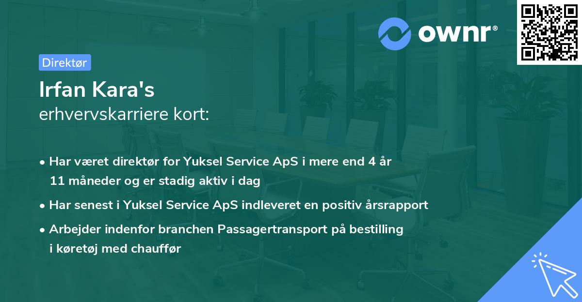 Irfan Kara's erhvervskarriere kort