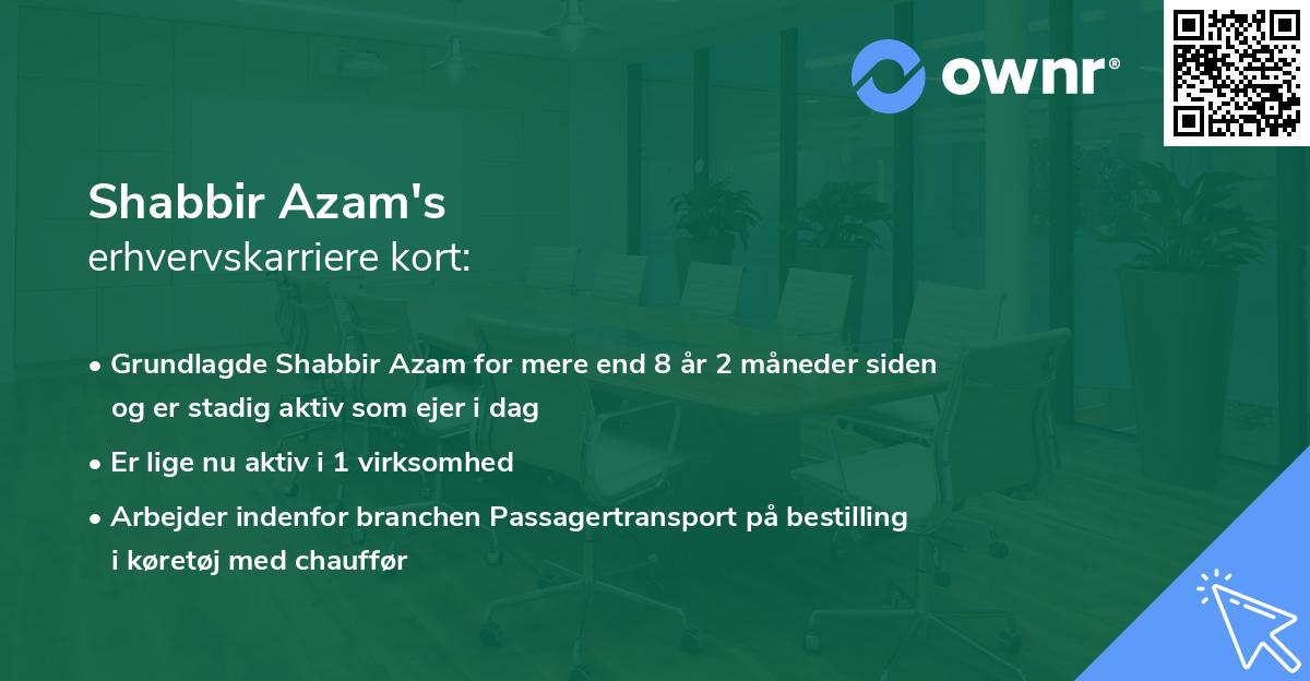 Shabbir Azam's erhvervskarriere kort