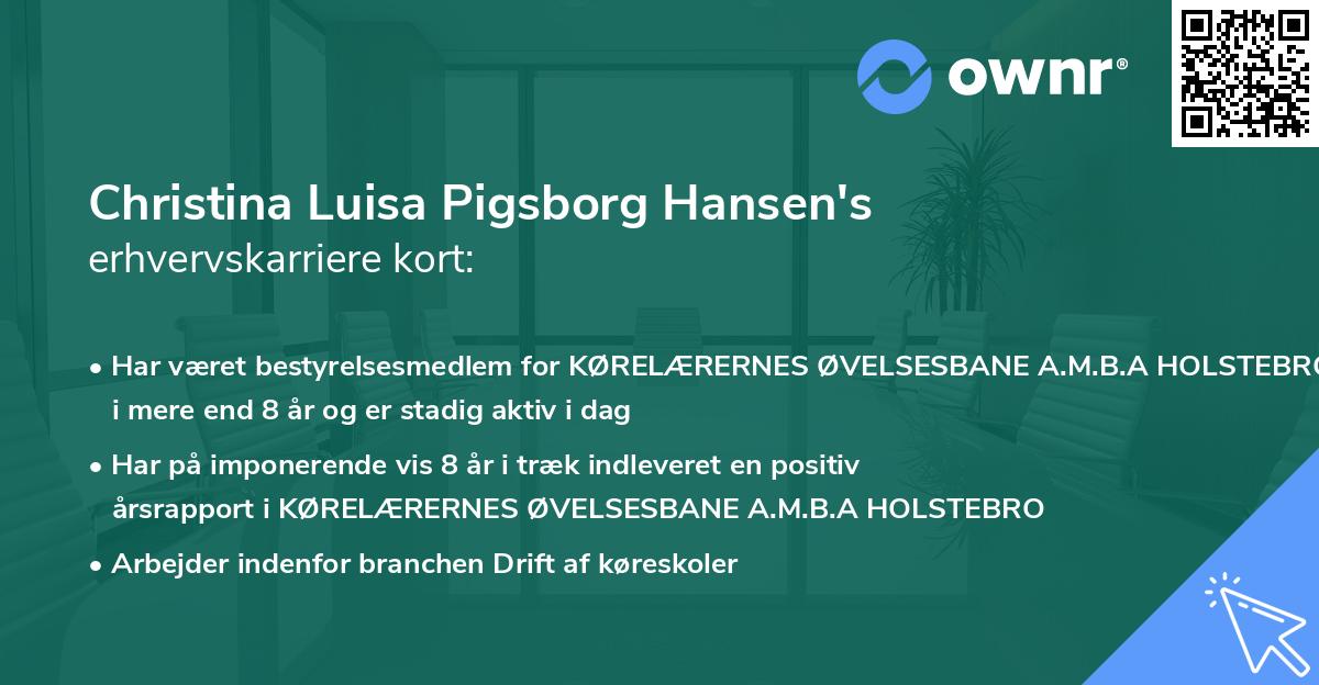 Christina Luisa Pigsborg Hansen's erhvervskarriere kort