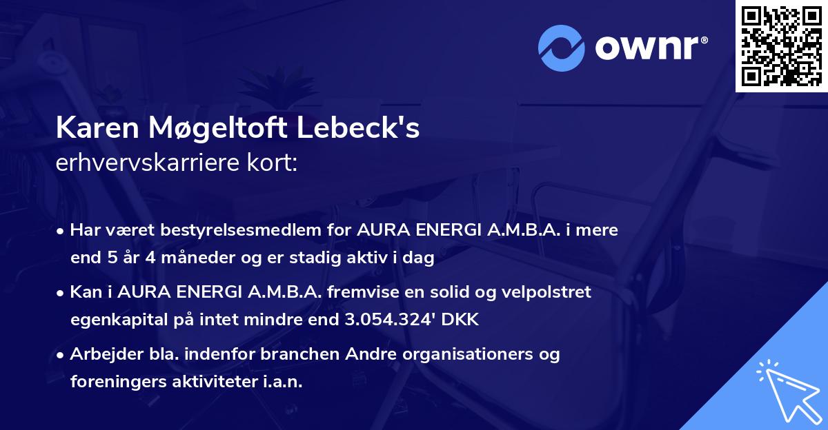 Karen Møgeltoft Lebeck's erhvervskarriere kort