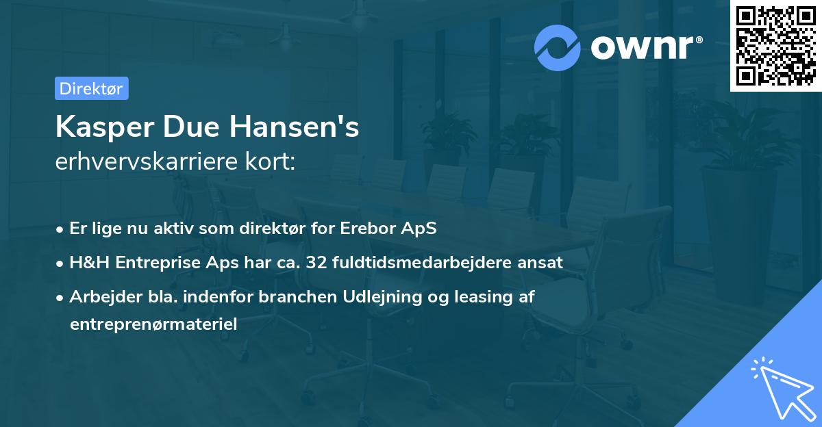 Kasper Due Hansen's erhvervskarriere kort