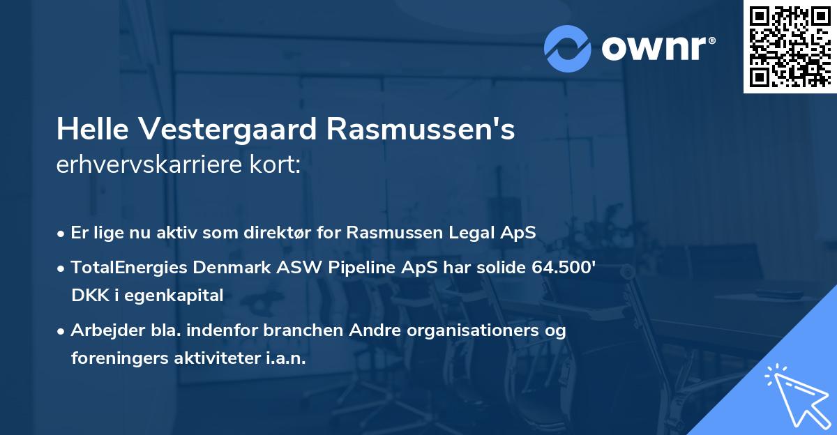 Helle Vestergaard Rasmussen's erhvervskarriere kort
