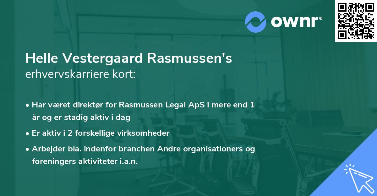 Helle Vestergaard Rasmussen's erhvervskarriere kort