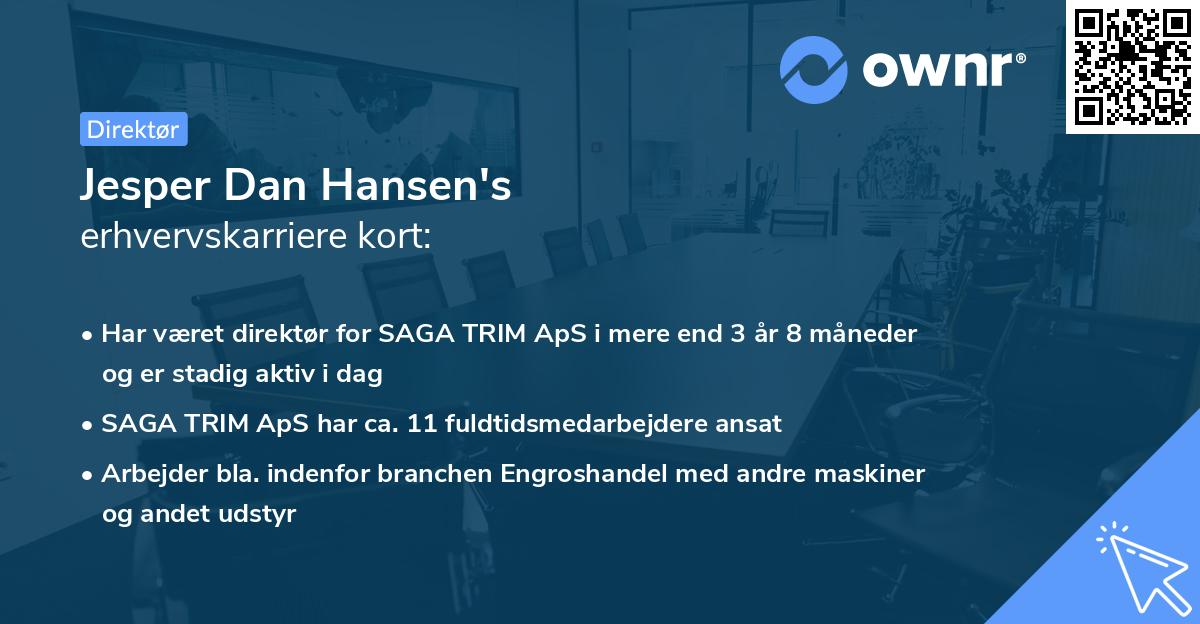 Jesper Dan Hansen's erhvervskarriere kort