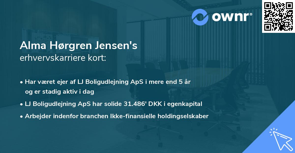 Alma Hørgren Jensen's erhvervskarriere kort