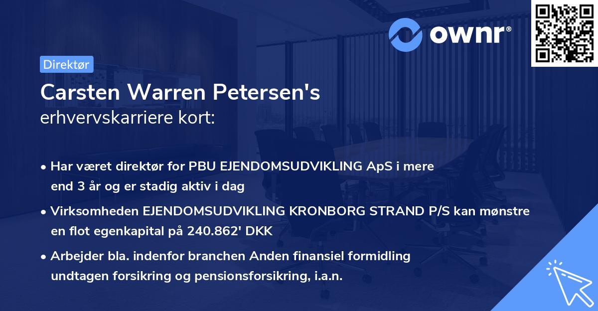 Carsten Warren Petersen's erhvervskarriere kort