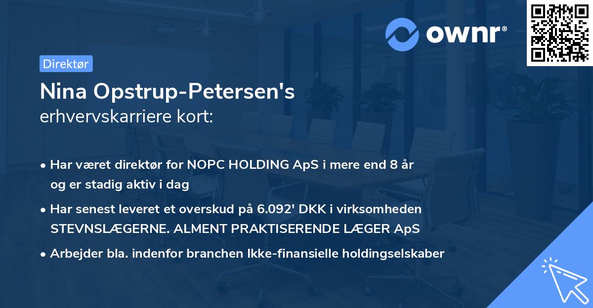 Nina Opstrup-Petersen's erhvervskarriere kort