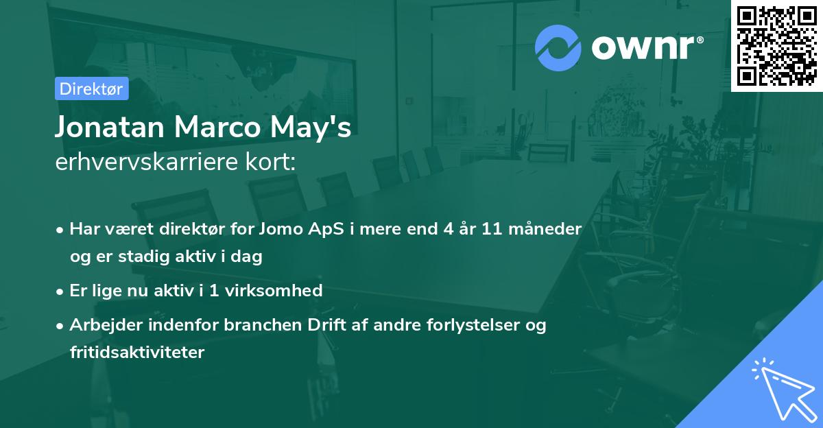 Jonatan Marco May's erhvervskarriere kort