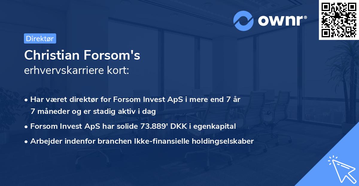 Christian Forsom's erhvervskarriere kort