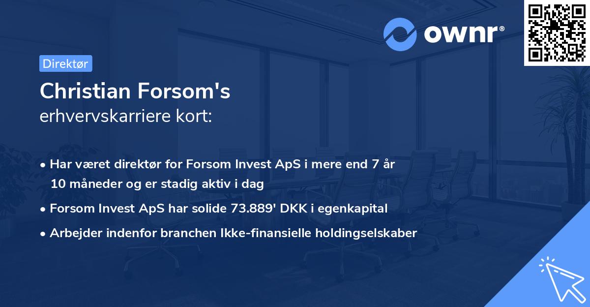 Christian Forsom's erhvervskarriere kort