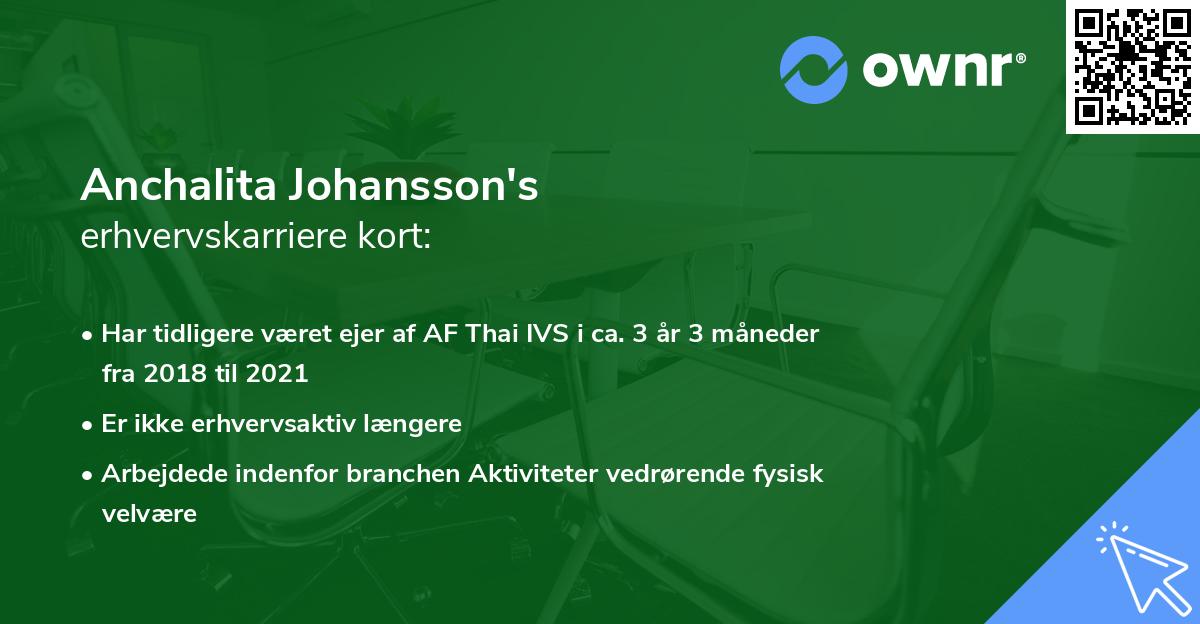 Anchalita Johansson's erhvervskarriere kort