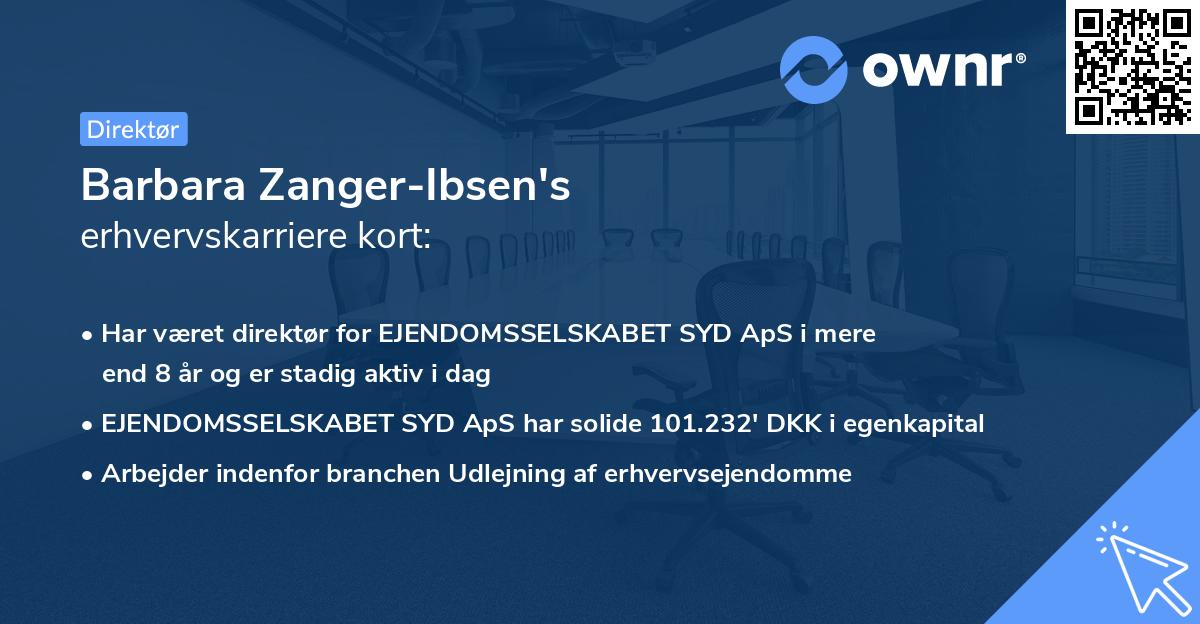 Barbara Zanger-Ibsen's erhvervskarriere kort