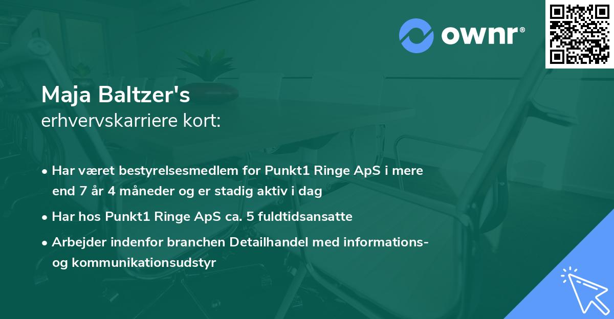Maja Baltzer's erhvervskarriere kort