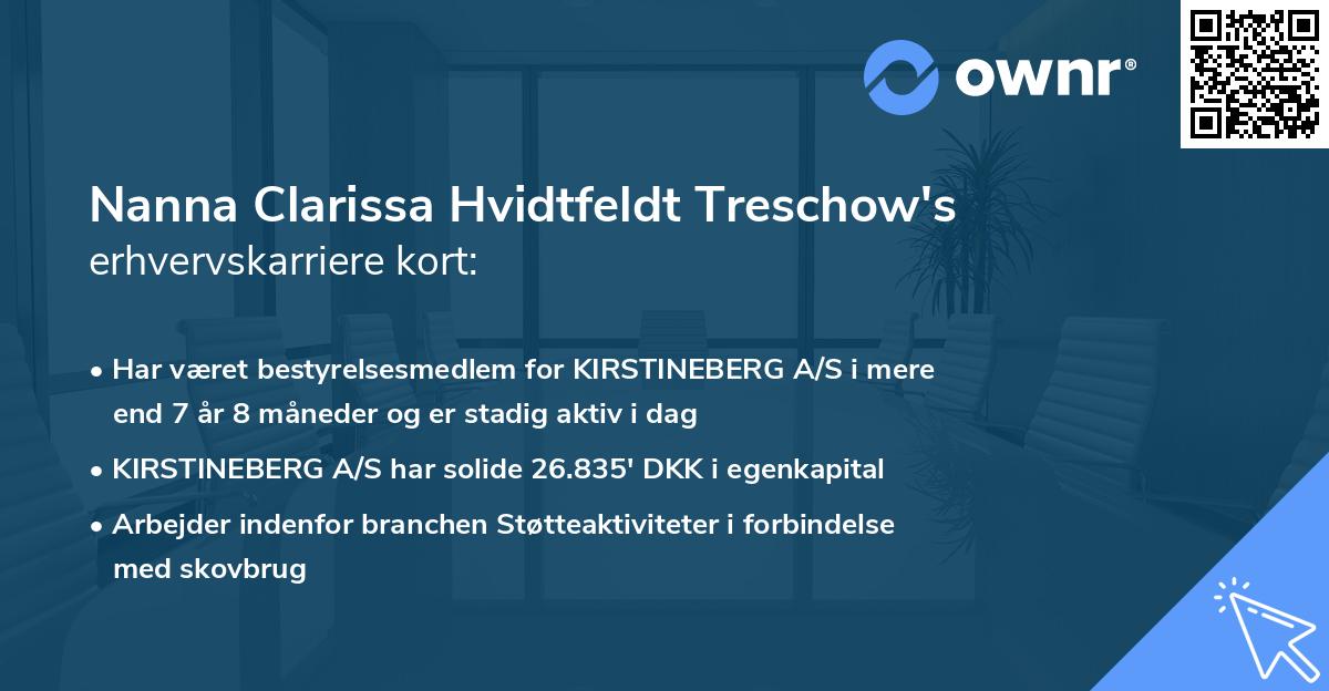 Nanna Clarissa Hvidtfeldt Treschow's erhvervskarriere kort