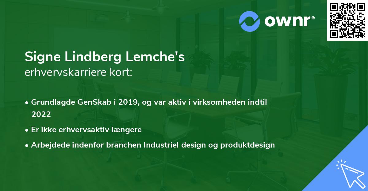 Signe Lindberg Lemche's erhvervskarriere kort