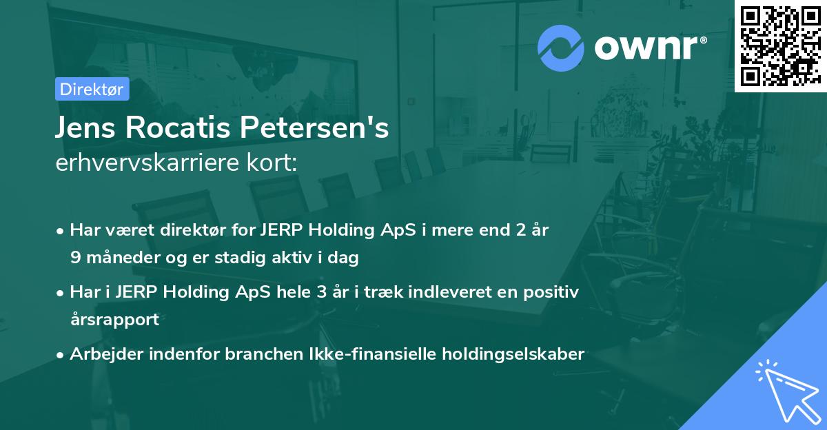 Jens Rocatis Petersen's erhvervskarriere kort