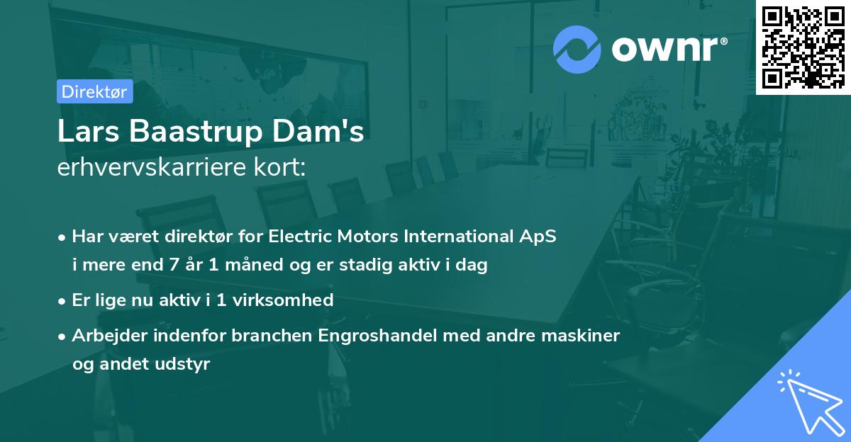 Lars Baastrup Dam's erhvervskarriere kort