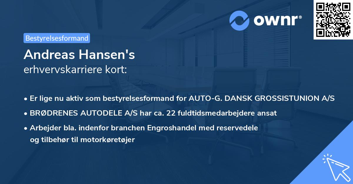 Andreas Hansen's erhvervskarriere kort