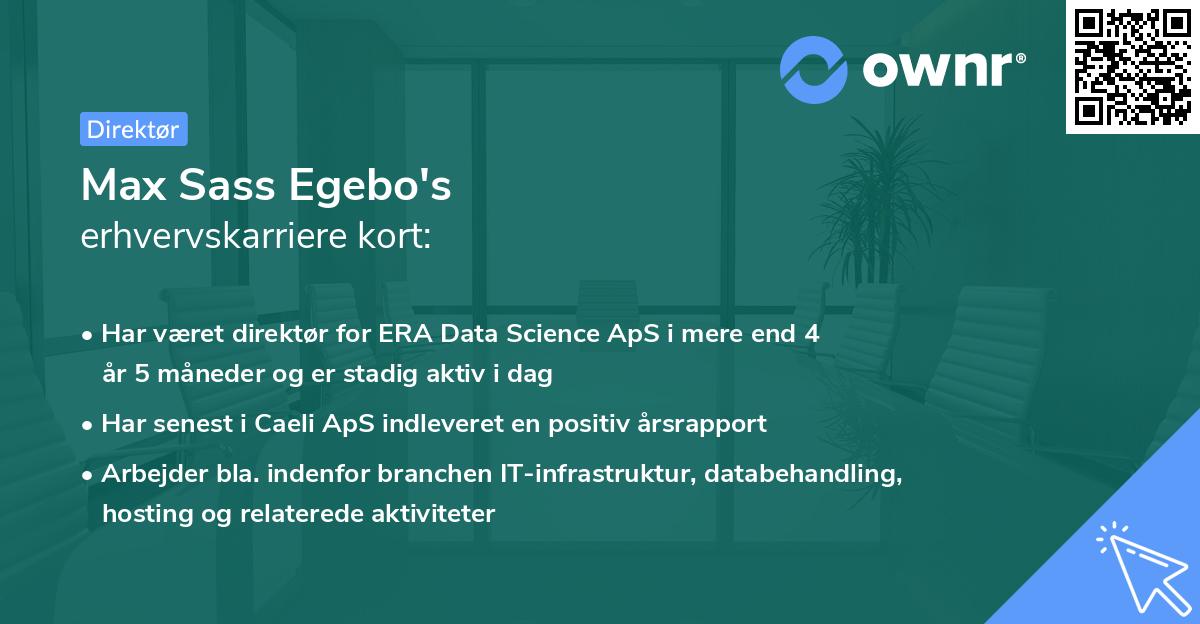Max Sass Egebo's erhvervskarriere kort