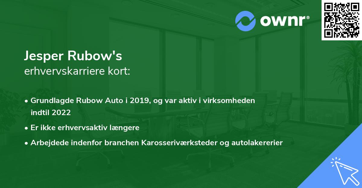 Jesper Rubow's erhvervskarriere kort