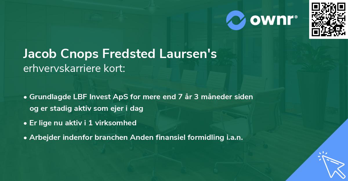 Jacob Cnops Fredsted Laursen's erhvervskarriere kort