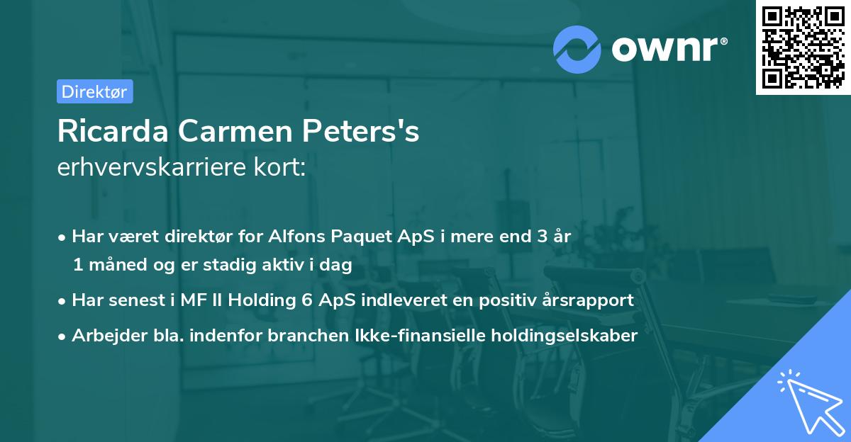 Ricarda Carmen Peters's erhvervskarriere kort