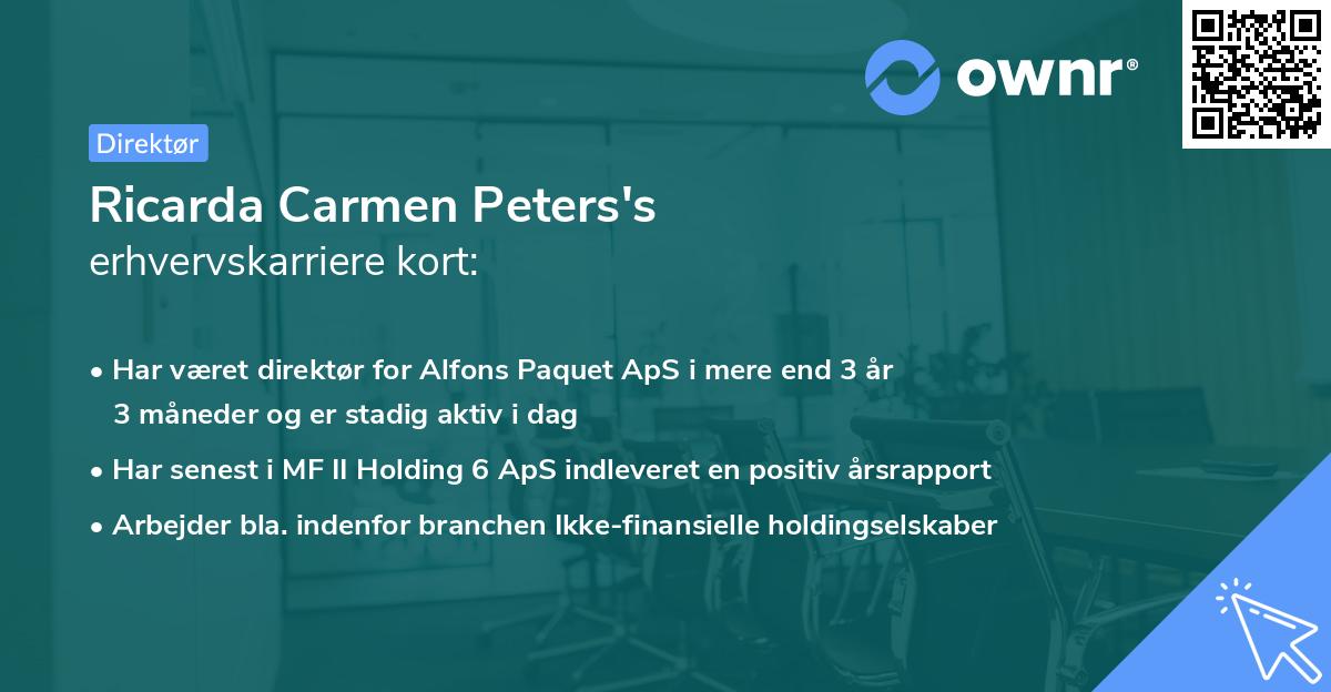 Ricarda Carmen Peters's erhvervskarriere kort