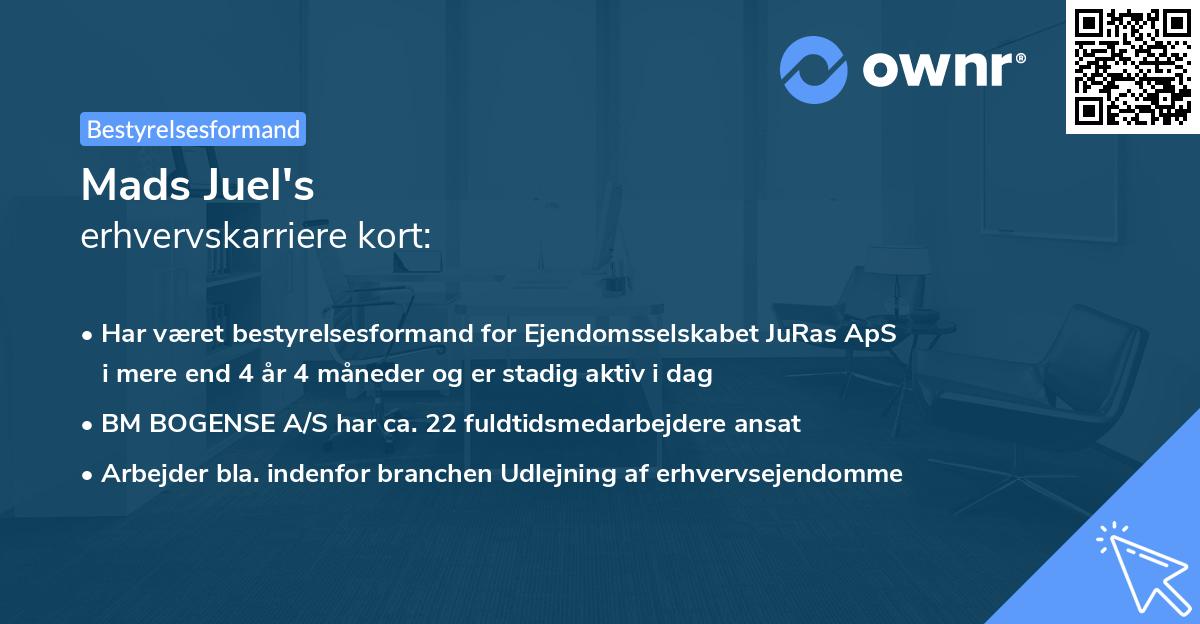 Mads Juel's erhvervskarriere kort