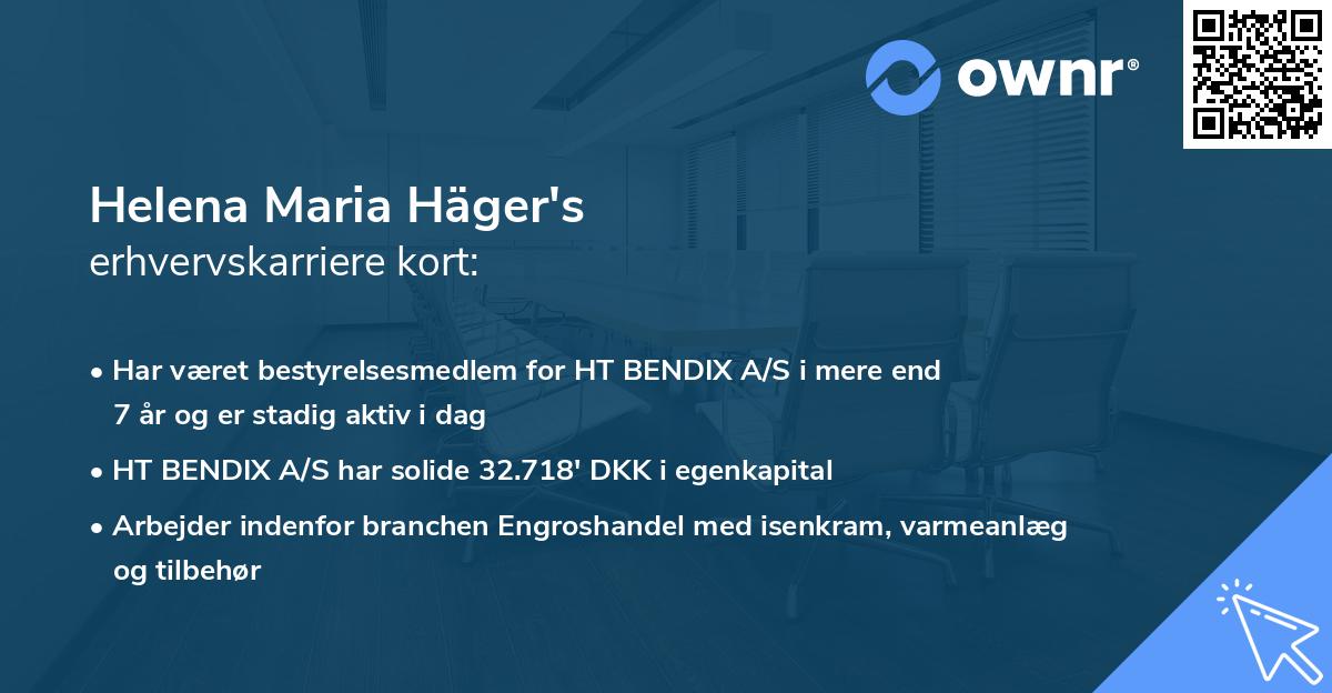 Helena Maria Häger's erhvervskarriere kort