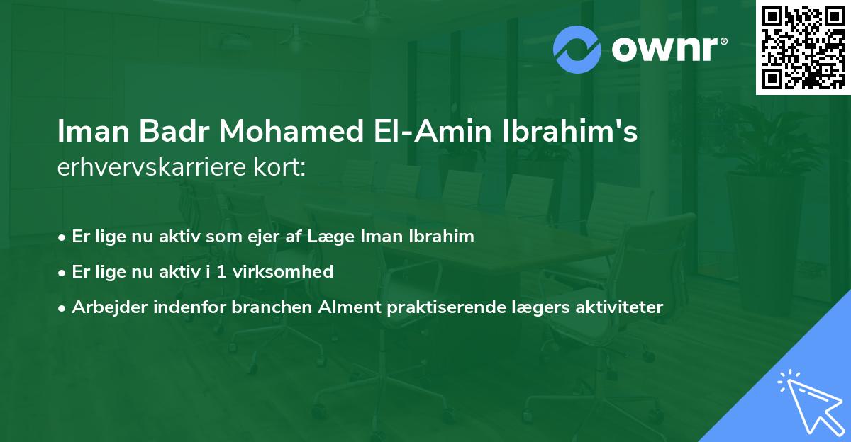 Iman Badr Mohamed El-Amin Ibrahim's erhvervskarriere kort