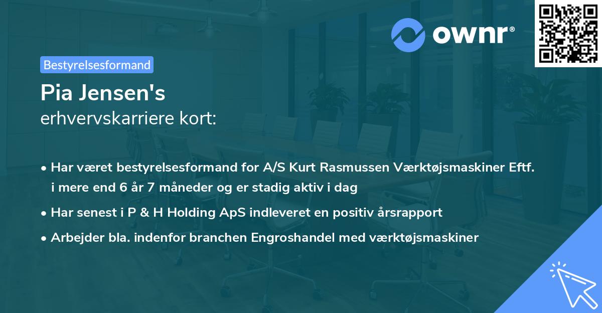 Pia Jensen's erhvervskarriere kort