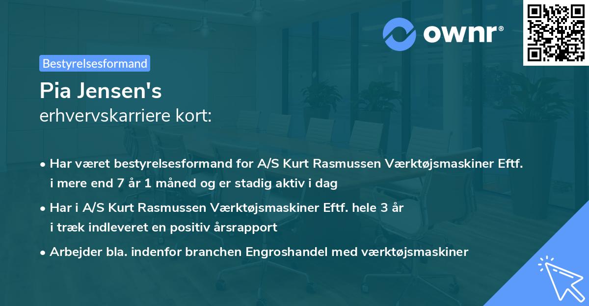 Pia Jensen's erhvervskarriere kort