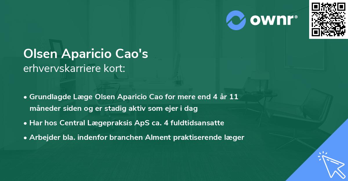 Olsen Aparicio Cao's erhvervskarriere kort