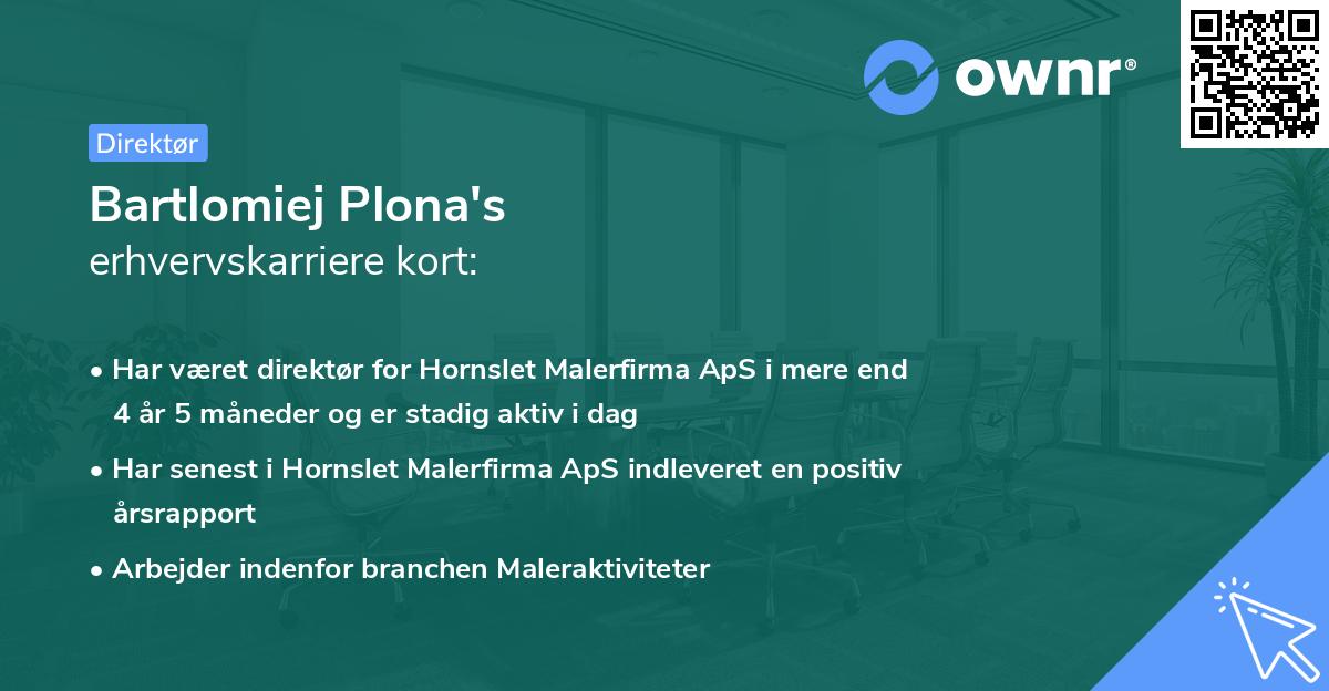 Bartlomiej Plona's erhvervskarriere kort