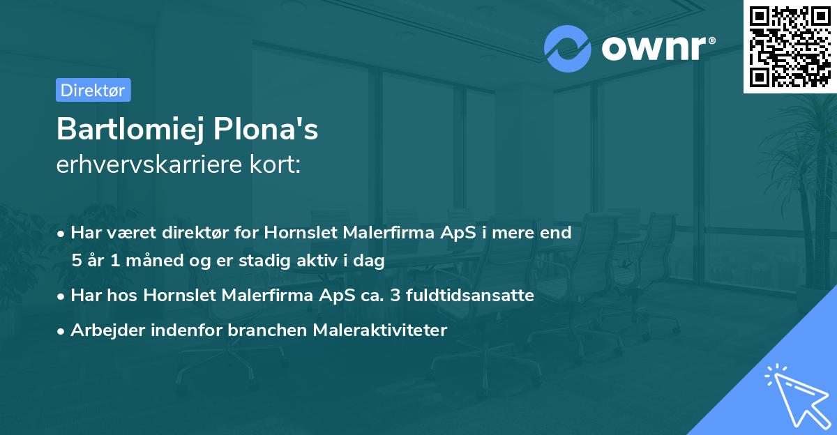 Bartlomiej Plona's erhvervskarriere kort
