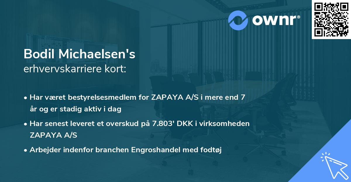 Bodil Michaelsen's erhvervskarriere kort