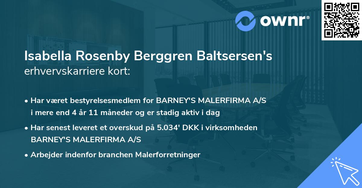 Isabella Rosenby Berggren Baltsersen's erhvervskarriere kort