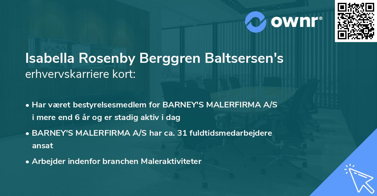 Isabella Rosenby Berggren Baltsersen's erhvervskarriere kort