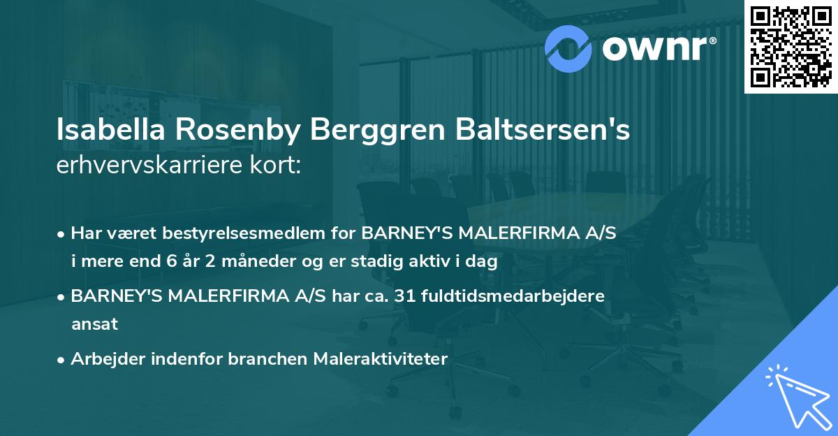 Isabella Rosenby Berggren Baltsersen's erhvervskarriere kort
