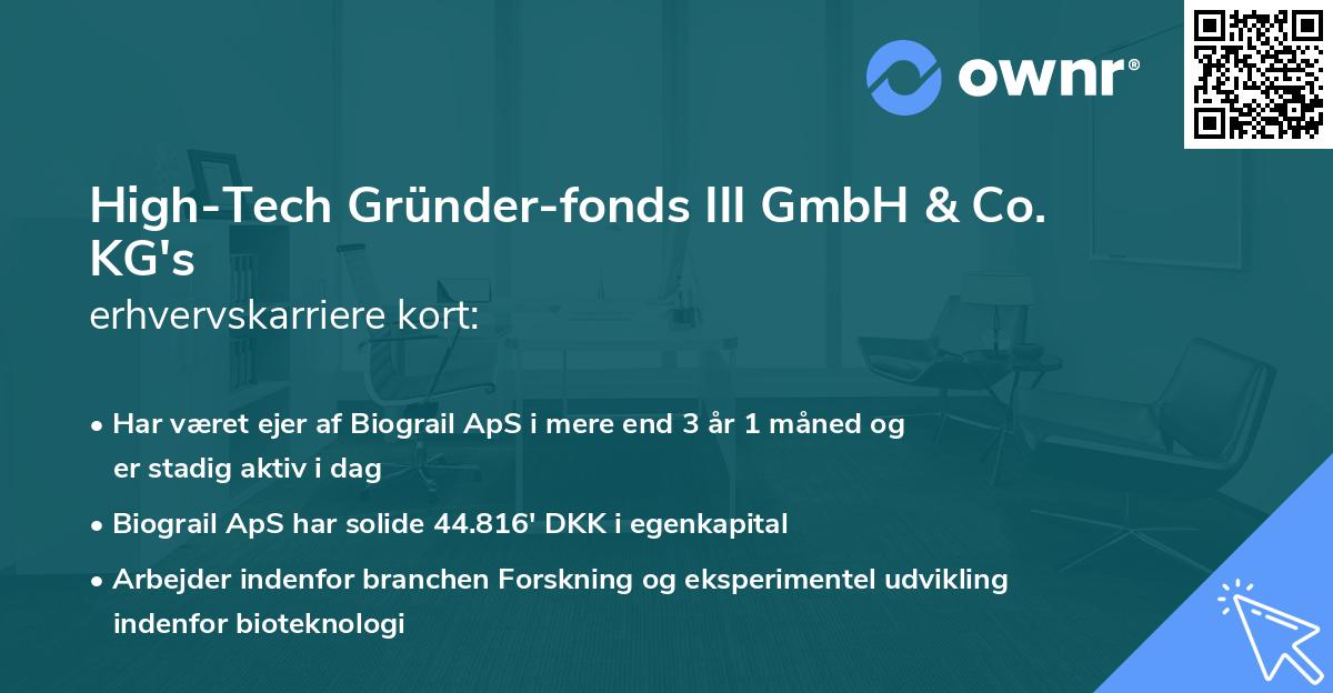 High-Tech Gründer-fonds III GmbH & Co. KG's erhvervskarriere kort