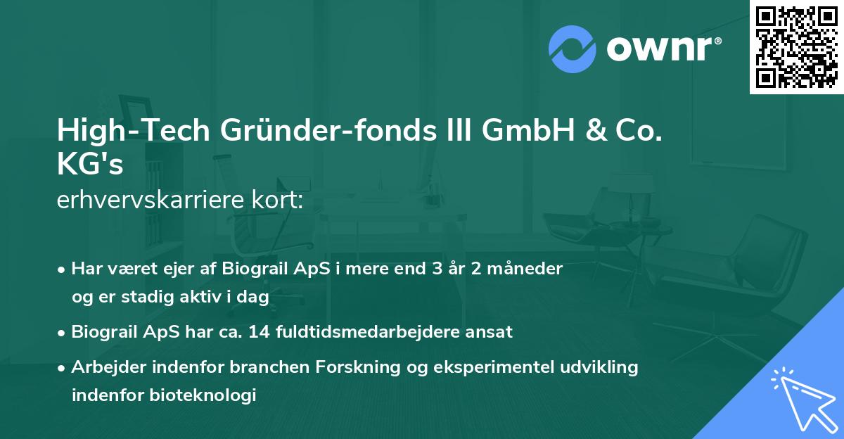 High-Tech Gründer-fonds III GmbH & Co. KG's erhvervskarriere kort