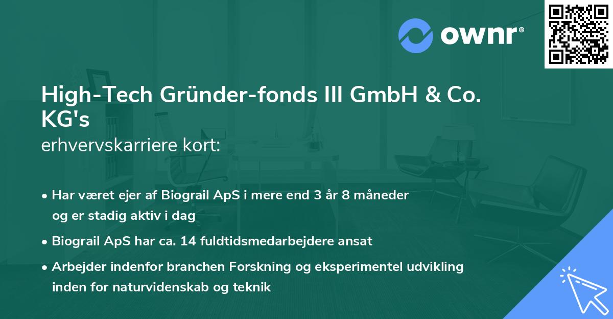 High-Tech Gründer-fonds III GmbH & Co. KG's erhvervskarriere kort