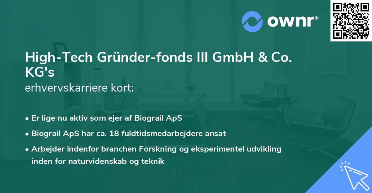High-Tech Gründer-fonds III GmbH & Co. KG's erhvervskarriere kort