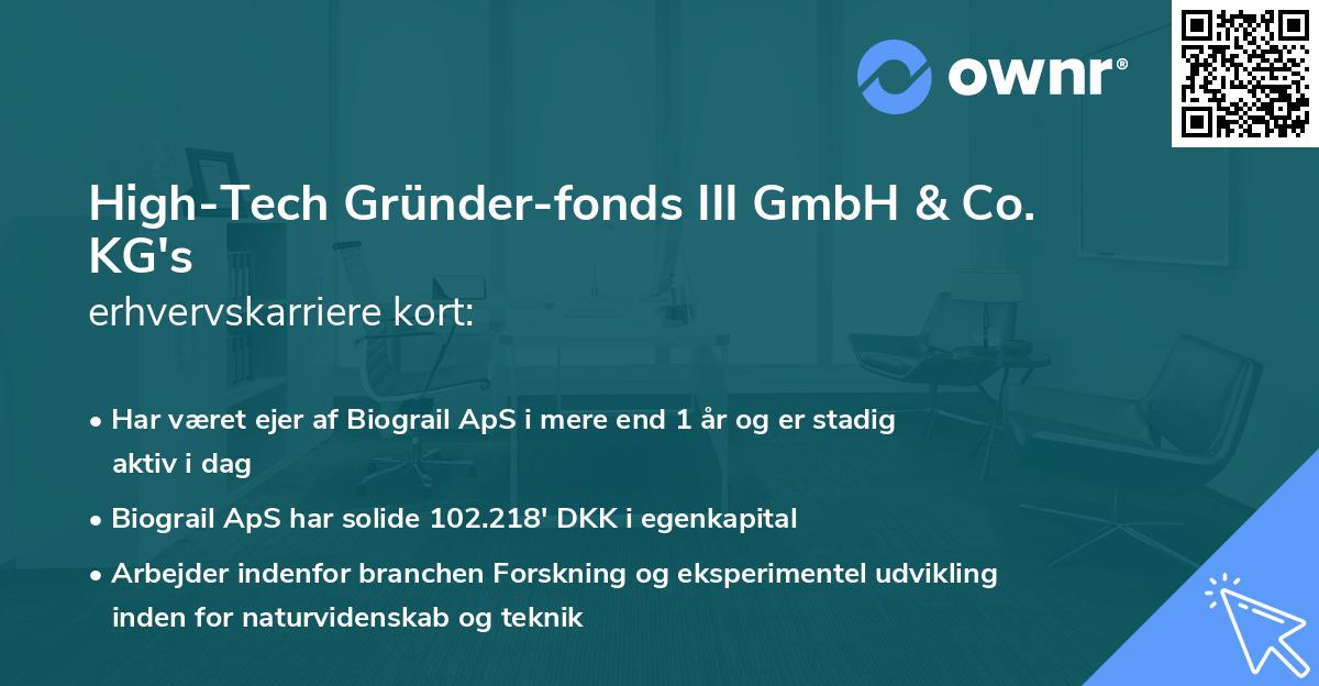 High-Tech Gründer-fonds III GmbH & Co. KG's erhvervskarriere kort